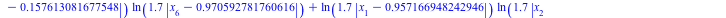 `+`(`*`(ln(`+`(`*`(1.7, `*`(abs(`+`(x[1], `-`(HFloat(0.8147236863931789)))))))), `*`(ln(`+`(`*`(1.7, `*`(abs(`+`(x[2], `-`(HFloat(0.9057919370756192)))))))), `*`(ln(`+`(`*`(1.7, `*`(abs(`+`(x[3], `-`(...