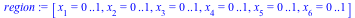 [x[1] = 0 .. 1, x[2] = 0 .. 1, x[3] = 0 .. 1, x[4] = 0 .. 1, x[5] = 0 .. 1, x[6] = 0 .. 1]