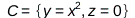 C = {y = Physics:-Vectors:-`^`(x, 2), z = 0}; 