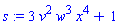 s := 3*v^2*w^3*x^4+1