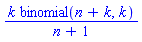 k*binomial(n+k, k)/(n+1)