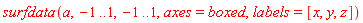 surfdata(a, -1 .. 1, -1 .. 1, axes = boxed, labels = [x, y, z])