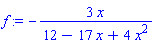 f := -3*x/(12-17*x+4*x^2)
