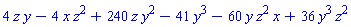 4*z*y-4*x*z^2+240*z*y^2-41*y^3-60*y*z^2*x+36*y^3*z^2
