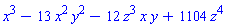 x^3-13*x^2*y^2-12*z^3*x*y+1104*z^4