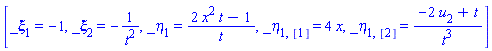 [_xi[1] = -1, _xi[2] = -1/t^2, _eta[1] = (2*x^2*t-1)/t, _eta[1, [1]] = 4*x, _eta[1, [2]] = (-2*u[2]+t)/t^3]