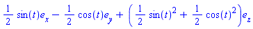 Vector[column]([[(1/2)*sin(t)], [-(1/2)*cos(t)], [(1/2)*sin(t)^2+(1/2)*cos(t)^2]], ["x", "y", "z"])