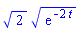 2^(1/2)*(exp(-2*t))^(1/2)