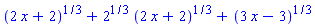 (2*x+2)^(1/3)+2^(1/3)*(2*x+2)^(1/3)+(3*x-3)^(1/3)