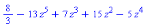8/3-13*z^5+7*z^3+15*z^2-5*z^4