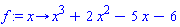 f := proc (x) options operator, arrow; x^3+2*x^2-5*x-6 end proc