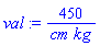 val := 450/(cm*kg)