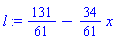 l := 131/61-(34/61)*x