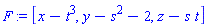 F := [x-t^3, y-s^2-2, z-s*t]