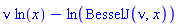 nu*ln(x)-ln(BesselJ(nu, x))