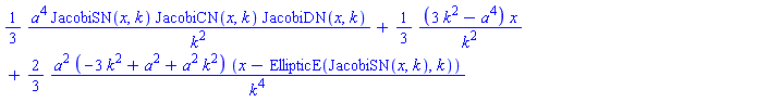 (1/3)*a^4*JacobiSN(x, k)*JacobiCN(x, k)*JacobiDN(x, k)/k^2+(1/3)*(3*k^2-a^4)*x/k^2+(2/3)*a^2*(-3*k^2+a^2+a^2*k^2)*(x-EllipticE(JacobiSN(x, k), k))/k^4