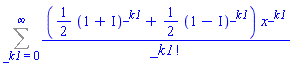 Sum(((1/2)*(1+I)^_k1+(1/2)*(1-I)^_k1)*x^_k1/factorial(_k1), _k1 = 0 .. infinity)
