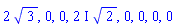 2*3^(1/2), 0, 0, (2*I)*2^(1/2), 0, 0, 0, 0