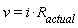 v = i*R[actual]
