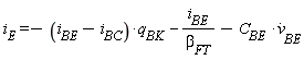 i[E] = -(i[BE]-i[BC])*q[BK]-i[BE]/beta[FT]-C[BE]*(diff(v[BE](t), t))