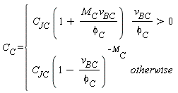 C[C] = piecewise(v[BC]/phi[C] > 0, C[JC]*(1+M[C]*v[BC]/phi[C]), C[JC]*(1-v[BC]/phi[C])^(-M[C]))