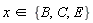 `in`(x, {B, C, E})