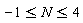 -1 <= N and N <= 4