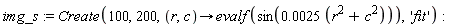 img_s := Create(100, 200, proc (r, c) options operator, arrow; evalf(sin(0.25e-2*(r^2+c^2))) end proc, 'fit')