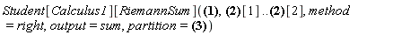 Student[Calculus1][RiemannSum](__x__^2+1, [0, 1][1] .. [0, 1][2], method = right, output = sum, partition = 4)