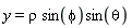 y = rho*sin(phi)*sin(theta)