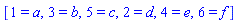 [1 = a, 3 = b, 5 = c, 2 = d, 4 = e, 6 = f]