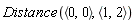 Distance(`<,>`(0, 0), `<,>`(1, 2))