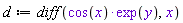 __d__ := diff(cos(__x__)*exp(__y__), __x__)
