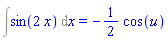 Int(sin(2*x), x) = -(1/2)*cos(u)