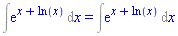 Int(exp(x+ln(x)), x) = Int(exp(x+ln(x)), x)