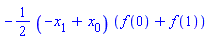 -(1/2)*(-x[1]+x[0])*(f(0)+f(1))