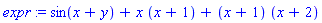 expr := sin(x+y)+x*(x+1)+(x+1)*(x+2)