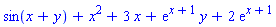 sin(x+y)+x^2+3*x+exp(x+1)*y+2*exp(x+1)