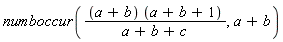 numboccur((a+b)*(a+b+1)/(a+b+c), a+b)