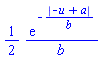 (1/2)*exp(-abs(-u+a)/b)/b