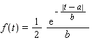 f(t) = (1/2)*exp(-abs(t-a)/b)/b