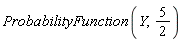 ProbabilityFunction(Y, 5/2)