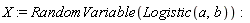 X := RandomVariable(Logistic(a, b))