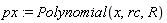 px := Polynomial(x, rc, R)