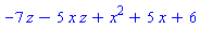 -7*z-5*x*z+x^2+5*x+6