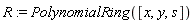 R := PolynomialRing([x, y, s])