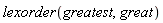 lexorder(greatest, great)