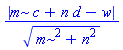 abs(m*c+n*d-w)/(m^2+n^2)^(1/2)