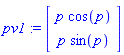 pv1 := Vector[column]([[p*cos(p)], [p*sin(p)]])