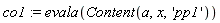 co1 := evala(Content(a, x, 'pp1'))